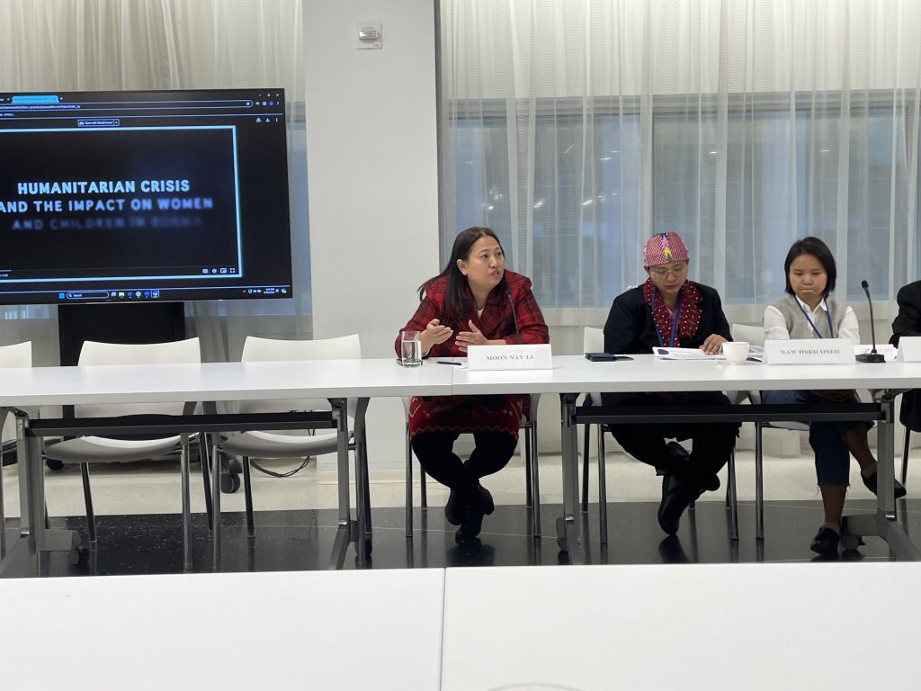 panelists speak during event, "Addressing the Crisis in Myanmar through the Women, Peace and Security Agenda"